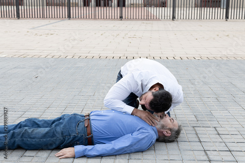 CPR phase of checking if the patient is breathing