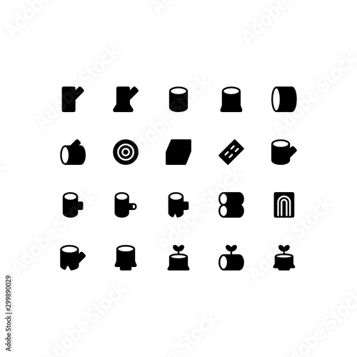 Set of wood, industry, wooden, natural, glyph style icon - vector