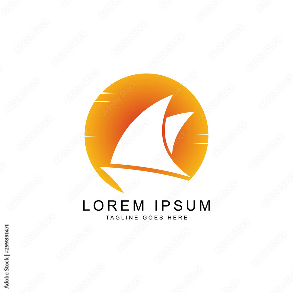 Creative sailing Ship Concept Logo Design Template Creative sailing Ship Concept Logo Design Template