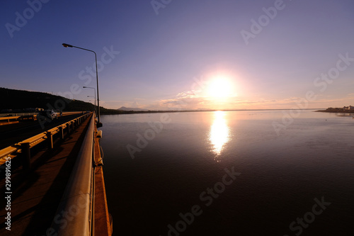 Bridge communication at Khong river builded in world war 2 nd  in Peak-se of Laos. © Pongsatorn