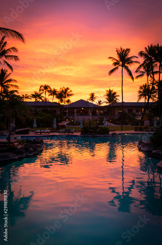 Sunrise over a Hotel on the Big Island, Hawaii