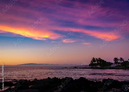 Sunset Over Maui from the Big Island  Hawaii