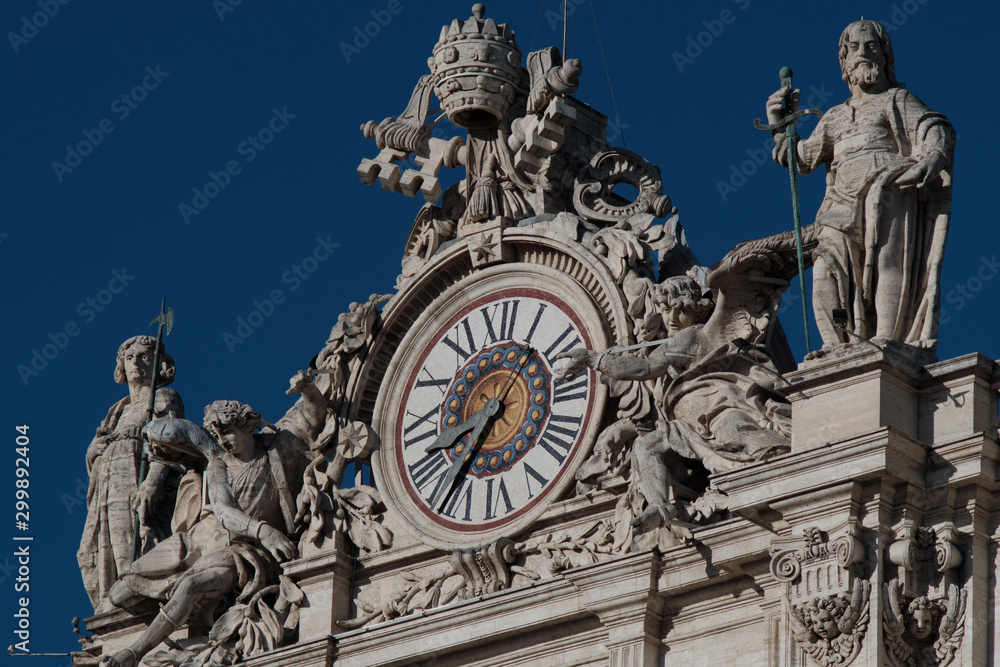 Vatican, Italy, clock at St. Peter's Basilica in Rome Vatican, Italy, clock at St. Peter's Basilica in Rome