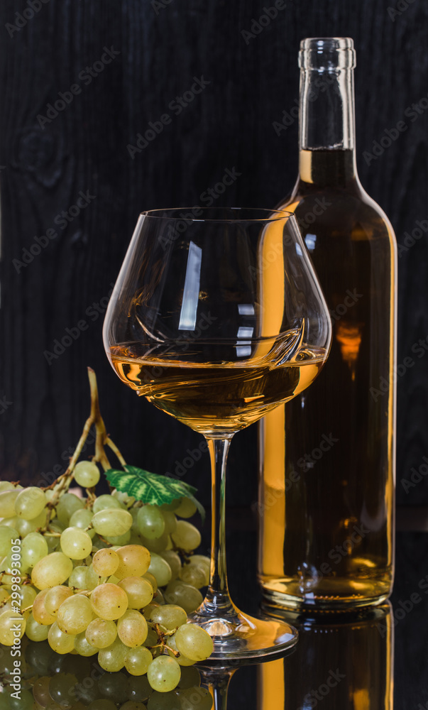 white wine with green grapes