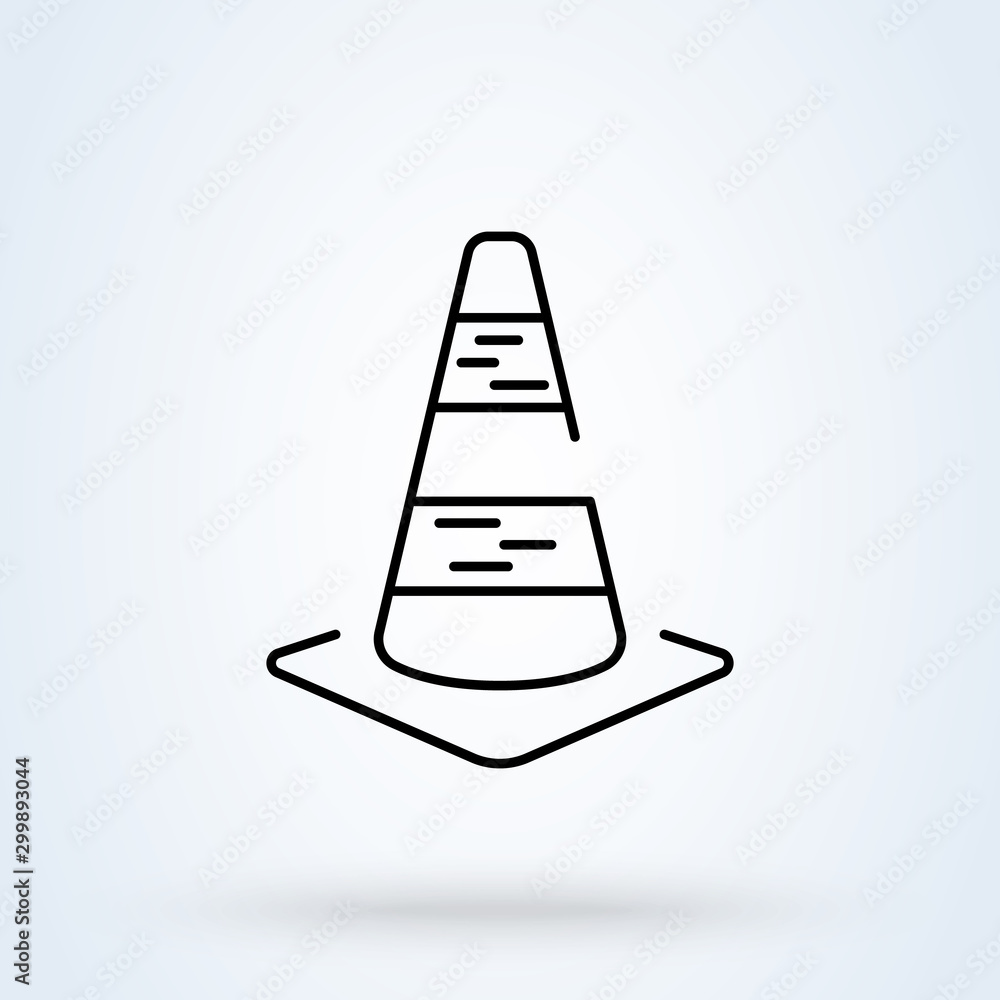 road traffic cone. Outline Simple vector modern icon design illustration. road traffic cone. Outline Simple vector modern icon design illustration.