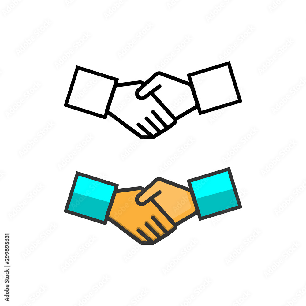 flat and thin line icons for handshake,vector illustrations flat and thin line icons for handshake,vector illustrations