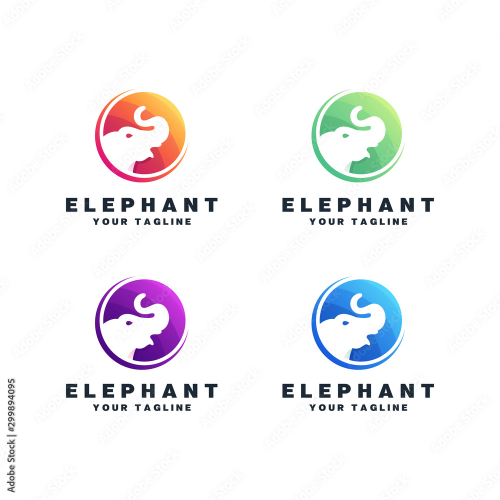 Elephant logo design set