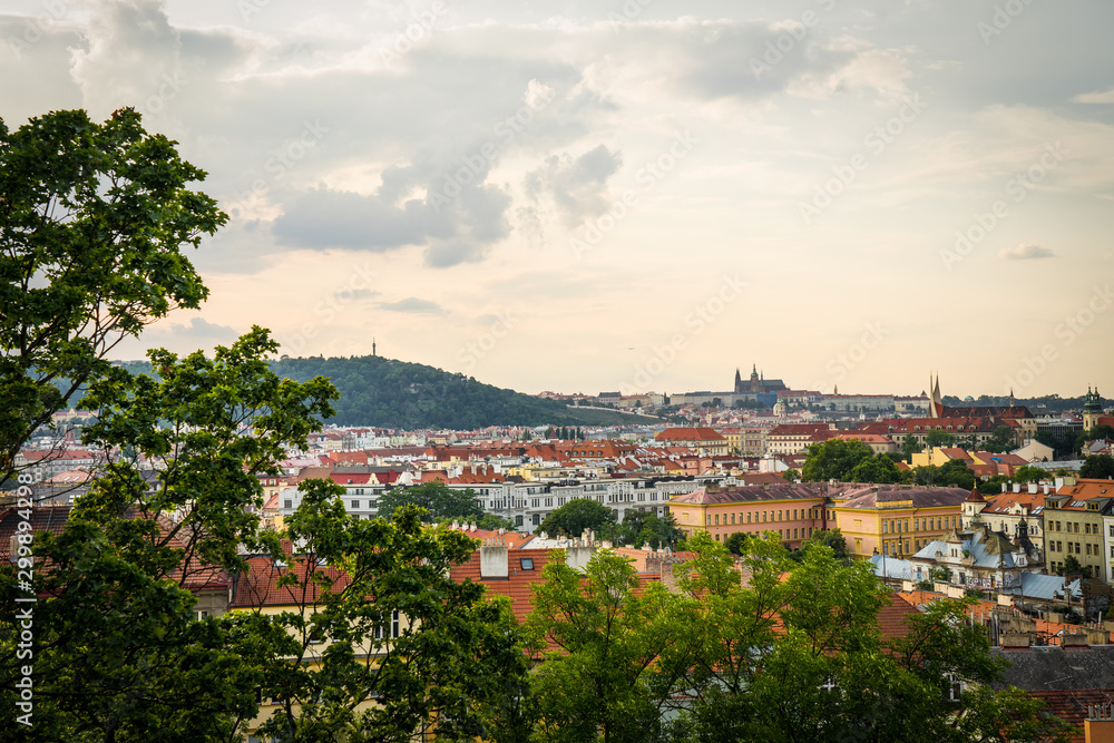 Aerial view of Prague Czech Republic from Vysehrad.