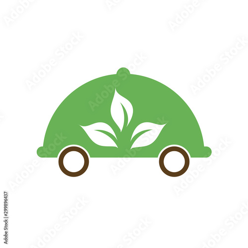 Vegetarian food delivery services logo with symbol of food safety photo