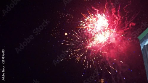 Wallpaper Mural Multicolored aerial fireworks. Festive background of sparkling lights and flashes of salute. Torontodigital.ca