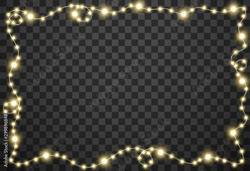 Christmas lights isolated on transparent background, vector illustration