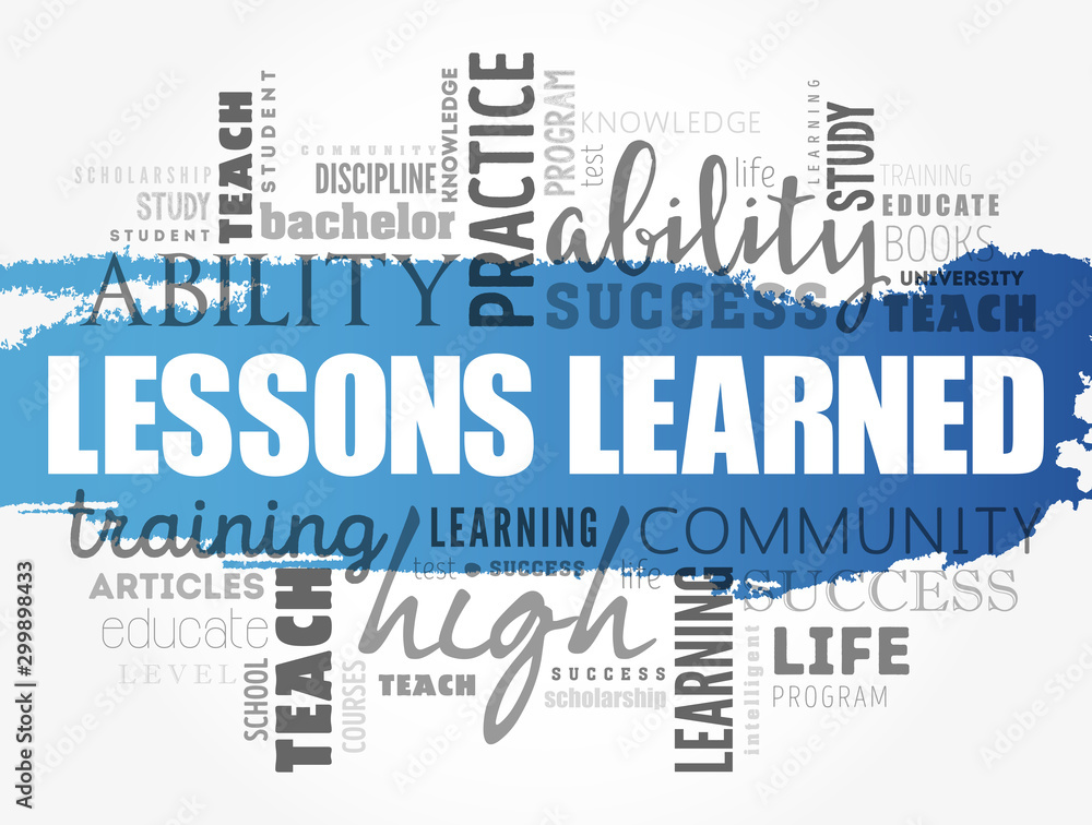 Lessons Learned word cloud, Stock vector