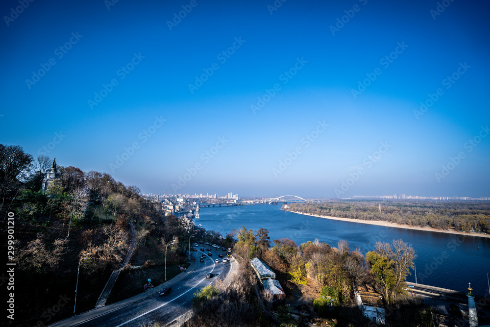 View and panorama of the Dnieper. Kiev, Ukraine