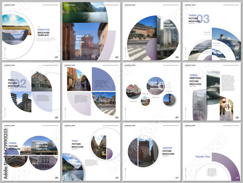 Minimal brochure templates with gray color circles, round shapes. Travel covers design templates for square flyer, leaflet, brochure, report, presentation, blog, advertising, magazine for blogging.