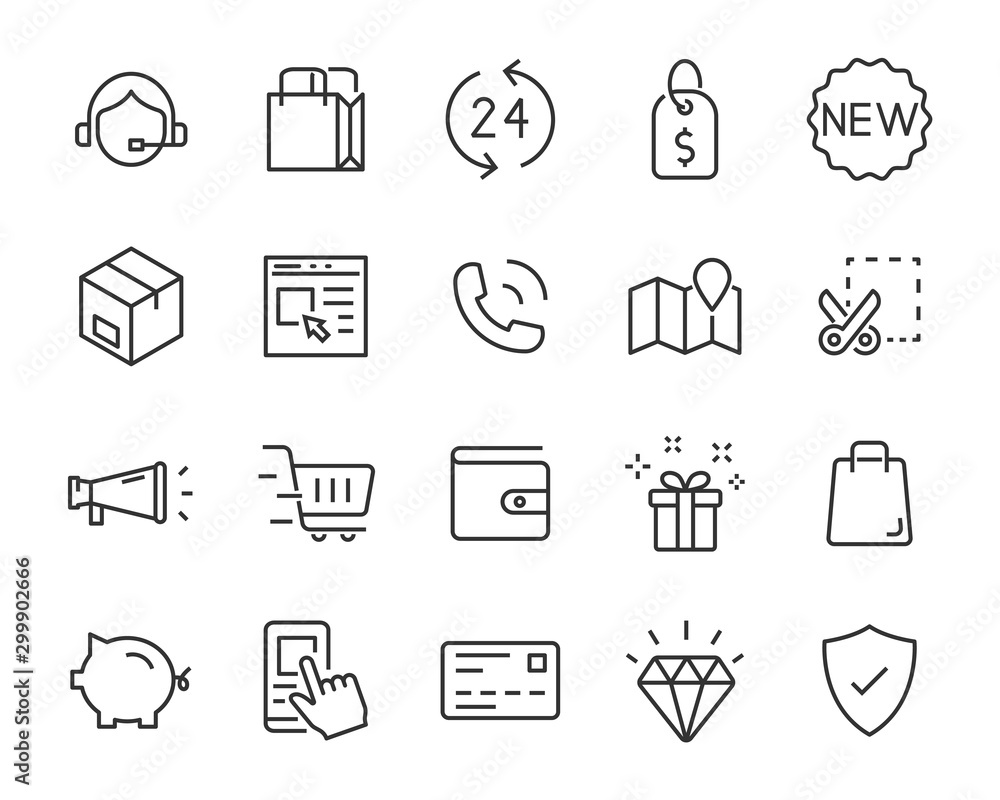 set of shopping icons, sale, ecommerce, shopping online set of shopping icons, sale, ecommerce, shopping online