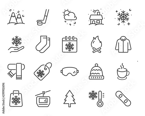 set of winter icons, snow, ski, christmas, cold, season