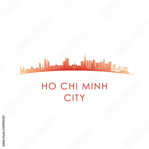 Ho Chi Minh City skyline silhouette. Vector design colorful illustration.
