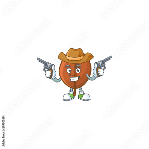 brown autumn leaves isolated with cowboy mascot