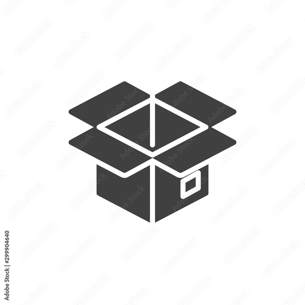 Open cardboard box vector icon. filled flat sign for mobile concept and web design. Parcel box packaging glyph icon. Symbol, logo illustration. Vector graphics Open cardboard box vector icon. filled flat sign for mobile concept and web design. Parcel box packaging glyph icon. Symbol, logo illustration. Vector graphics