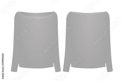 Grey off shoulder sweater. vector illustration