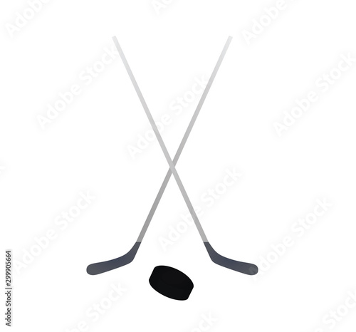 Photography Hockey sticks and puck. vector