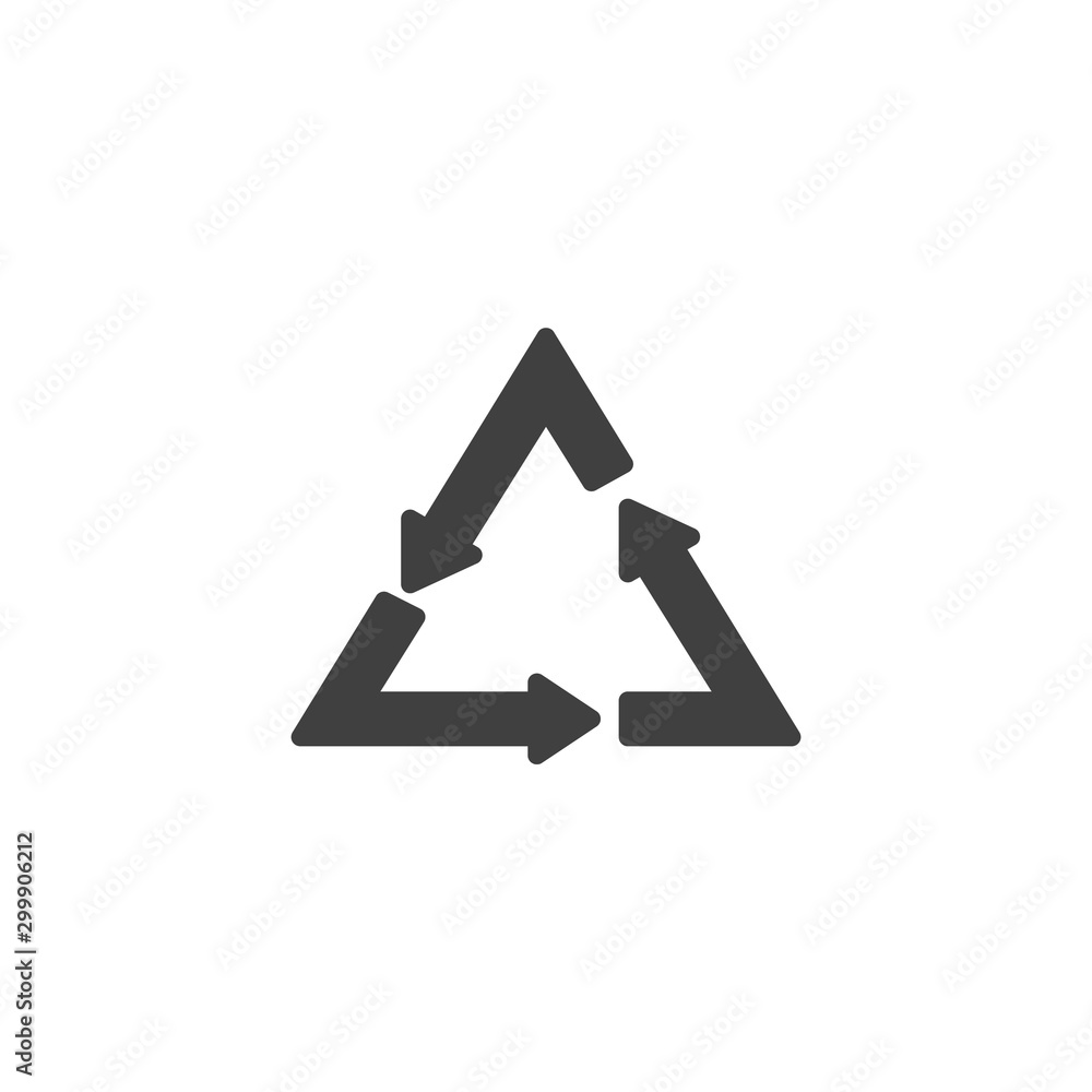 Recycle sign vector icon. filled flat sign for mobile concept and web design. Recycling arrows glyph icon. Symbol, logo illustration. Vector graphics
