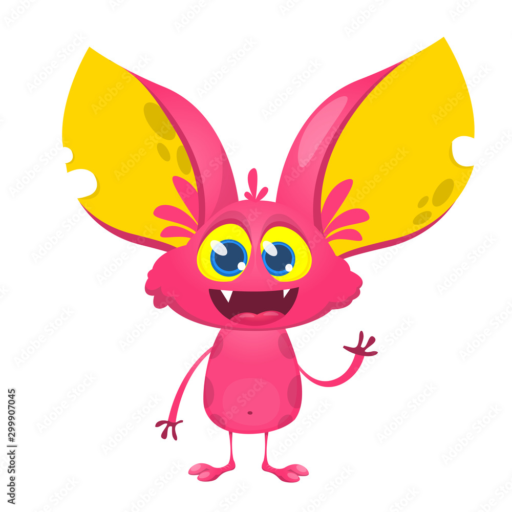 Funny cartoon monster. Vector illustration of excited monster character Funny cartoon monster. Vector illustration of excited monster character