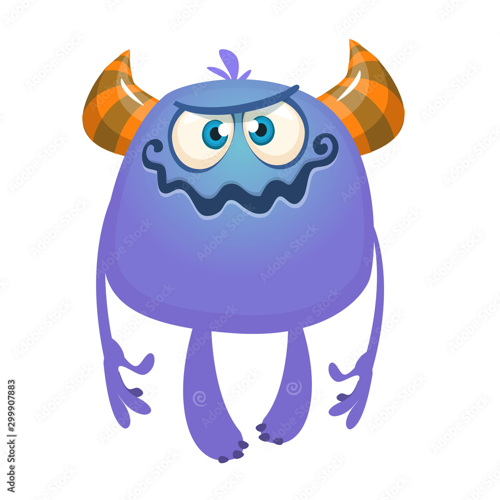 Naklejka premium Funny cartoon monster. Vector illustration of excited monster character