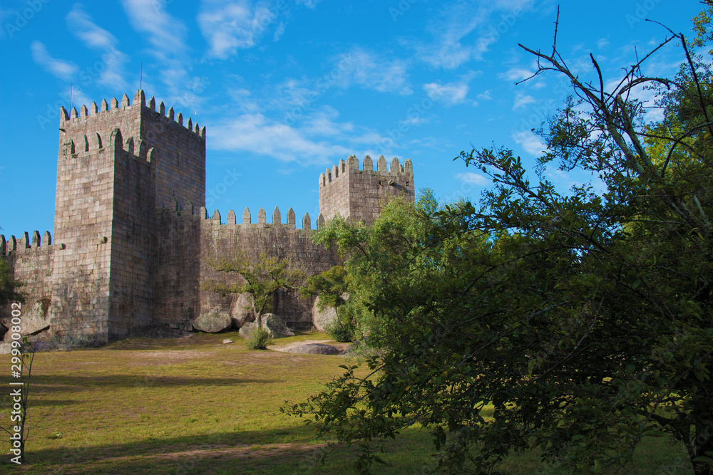 Guimaraes, PORTUGAL - AUGUST 12, 2019: Castle of Guimaraes