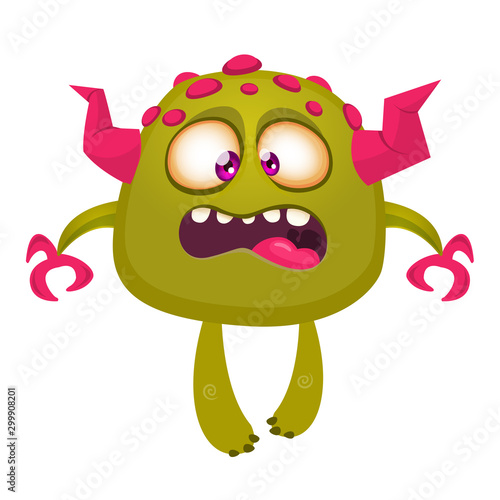 Funny cartoon monster. Vector illustration of excited monster character