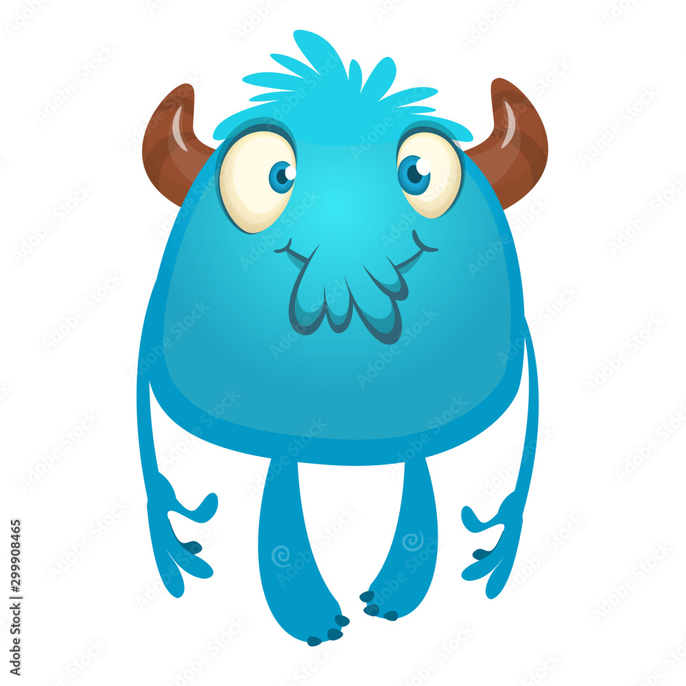 Fototapeta premium Funny cartoon monster. Vector illustration of excited monster character