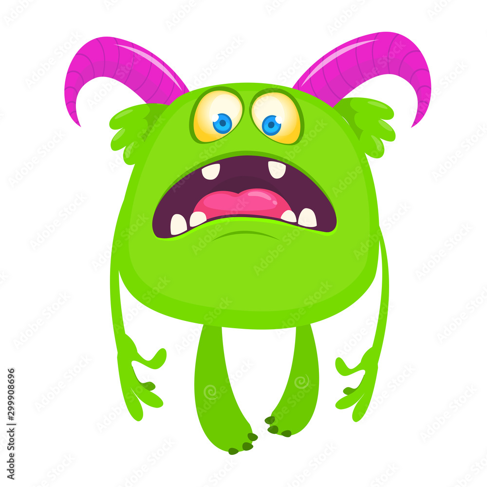 Fototapeta premium Funny cartoon monster. Vector illustration of excited monster character