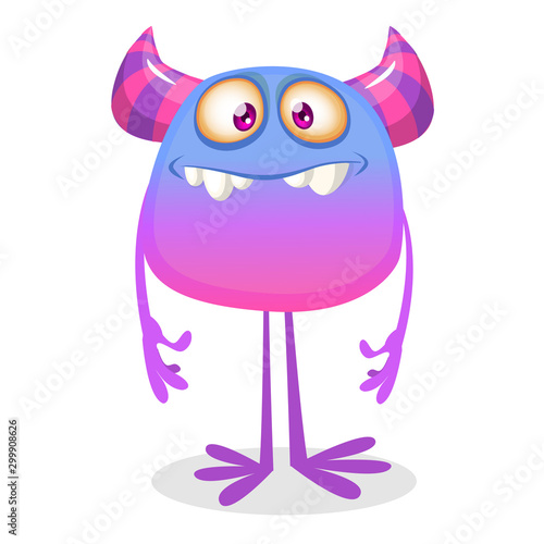 Funny cartoon monster. Vector illustration of excited monster character