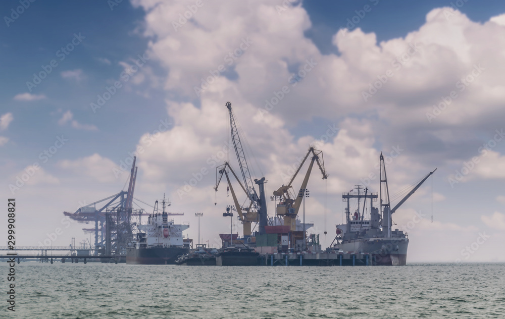 Logistics and transportation of International Container Cargo ship in the ocean at Sunshine sky, Freight Transportation, Shipping Logistics and transportation of International Container Cargo ship in the ocean at Sunshine sky, Freight Transportation, Shipping