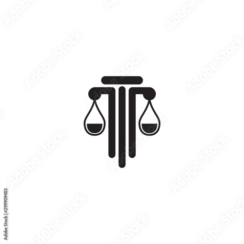 Justice law icon logo design with using scale illustration