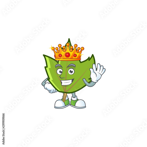 cute green autumn leaves with mascot king