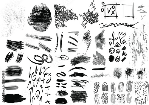 Set of Design Elements. Vector Illustration of Hand Drawn Scribbles.