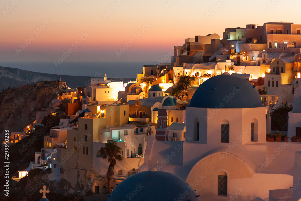 Oia's village in a hot summer's evening, Greece
