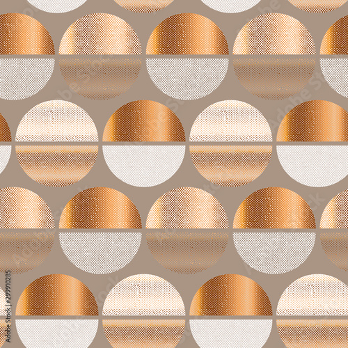 Light golden geometric round seamless pattern