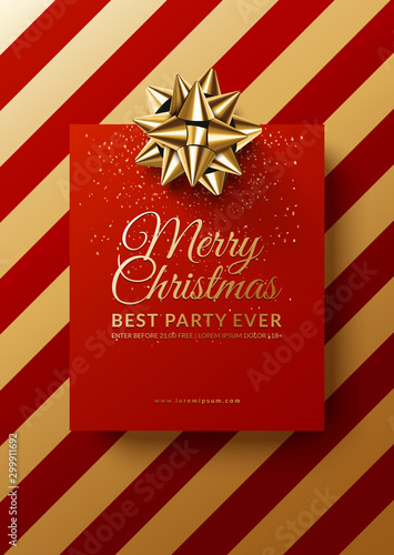 Christmas club poster design. Winter holidays background. Eps10 vector.