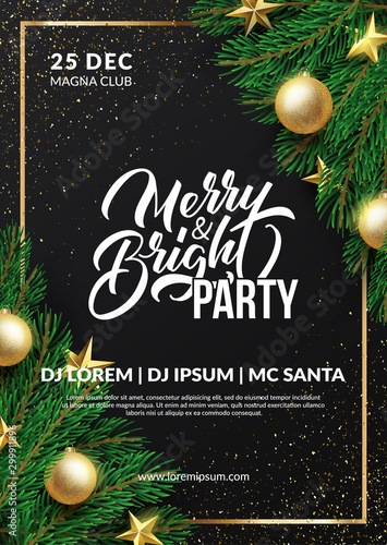 Christmas party poster design. Winter holidays background. Eps10 vector.