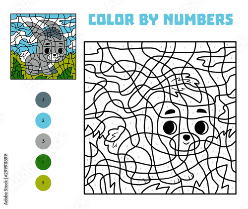 Color by number, education game, Rabbit