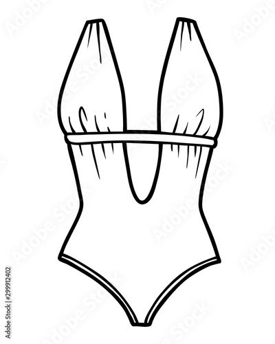Coloring book, Plunge women swimsuit