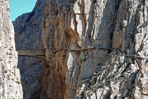 View of the gorge and the Kings Path, Chorro Gorge, Spain.