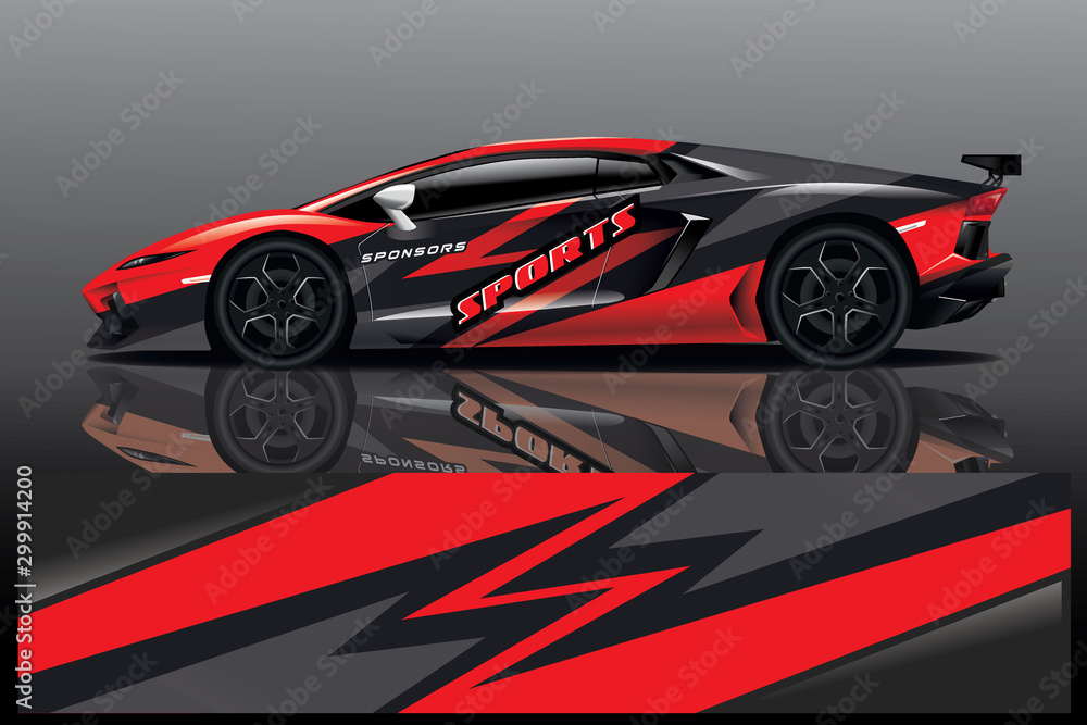 Sport Car decal wrap design vector. Graphic abstract stripe racing