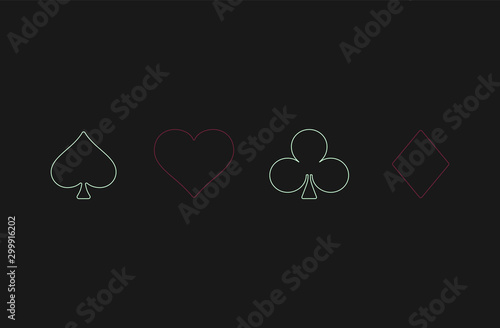 Casino background. Dark black vector background with cards signs. Symbols of playing cards. Design for gambling business or casino. Casino pattern for leaflets of poker games  events.