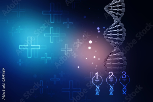 3d render of dna structure, abstract background