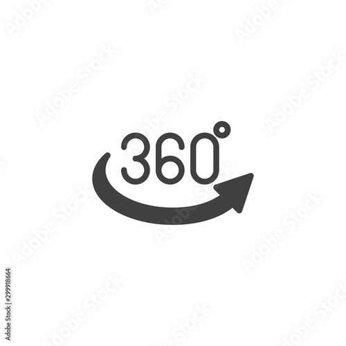 360 degrees arrow vector icon. Panoramic view filled flat sign for mobile concept and web design. Full rotation sign glyph icon. VR technology symbol, logo illustration. Vector graphics