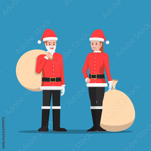 Man and woman in santa claus suit