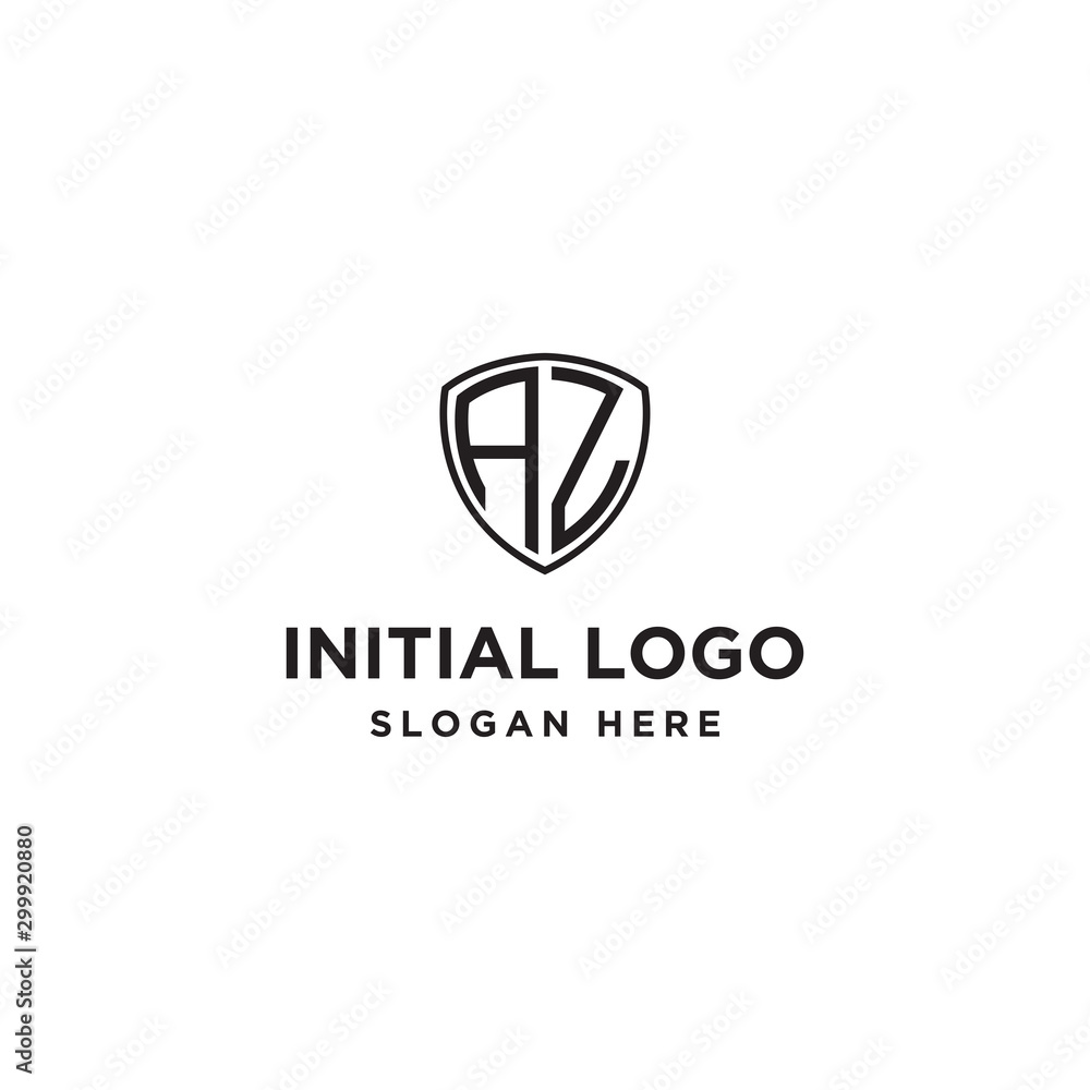 logo design inspiration for companies from the initial letters of the AZ shield logo icon. -Vector logo design inspiration for companies from the initial letters of the AZ shield logo icon. -Vector